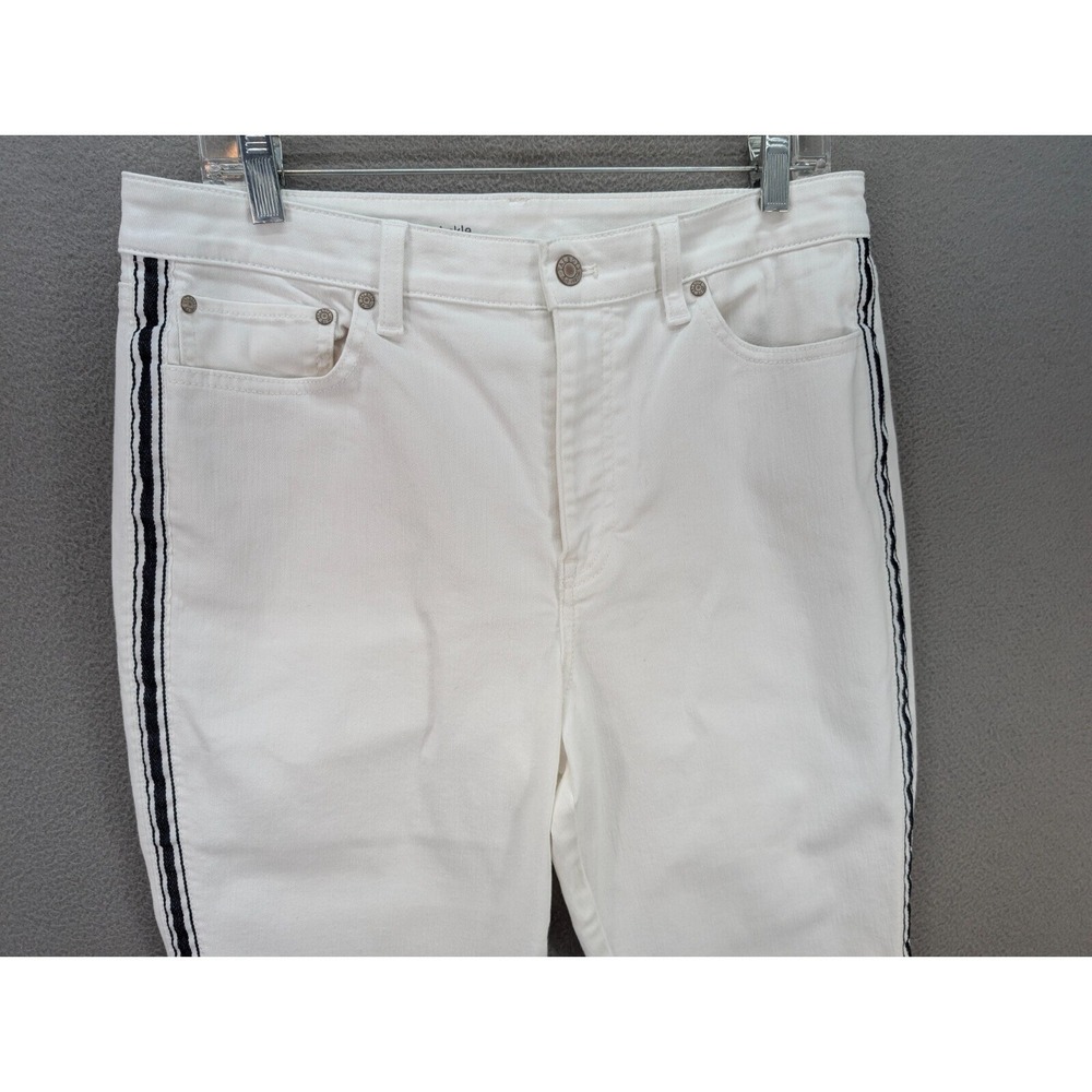 Talbots Flawless Women 12P Highwaist Straight Ankle White Black Trim Capri Pants - Picture 5 of 14